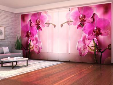 Foto-Schiebegardine große lilane Orchideen, Flächenvorhang mit Motiv, Gardine auf Maß