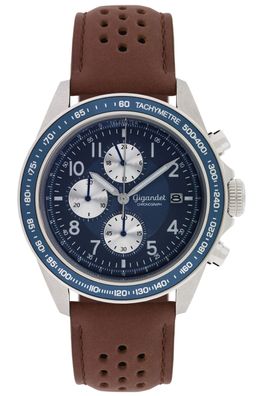 Uhr Herrenuhr Quarzuhr Chronograph Gigandet Racetrack G24-009 Blau Lederband