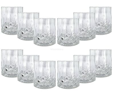 Mixcompany Tumbler Glas / 12er Gläser Set - 12x Whisky Tumbler / Kristall Desig