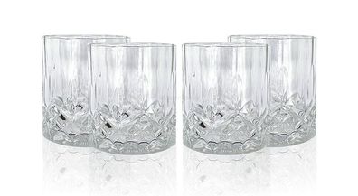 Mixcompany Tumbler Glas / 4er Gläser Set - 4x Whisky Tumbler / Kristall Design