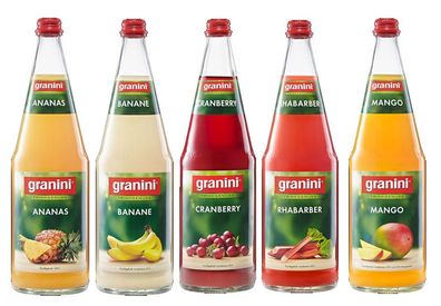 Granini Saft Tasting 5er Set - 1x Ananas + 1x Banane + 1x Cranberry + 1x Rhabar