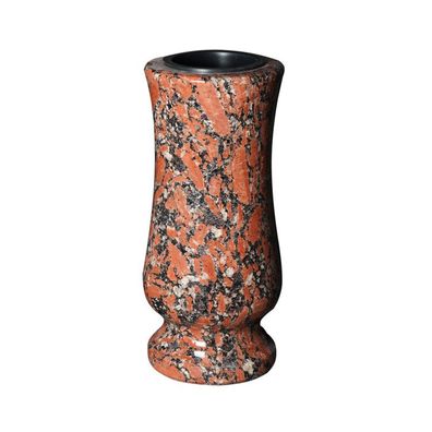 Grabvase Grabmalvase Granit rot Ø12cm mit Vaseneinsatz