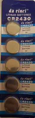 5x Batterie CR2430 Lithium 3V CR 2430