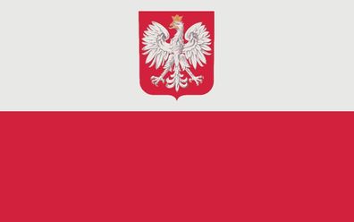 Flagge Fahne Polen mit Adler 150 x 90 cm Hissfahne mit 2 Ösen (Gr. 150 x 90)