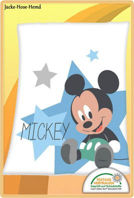 Disney`s Mickey Mouse Baby Decke Kuscheldecke Babydecke Blau Gr. 75x100cm NEU