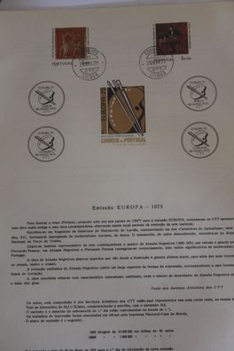 Portugal, EUROPA UNION CEPT 1975, Ankündigungsblatt, gestempelt