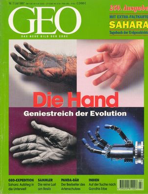 GEO - Das neue Bild der Erde - Ausgabe Nr. 7 - Juli 1997 (250. Ausgabe) Die Hand