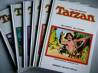 36 x Tarzan-Sonntagsseiten Jahrgangsbücher-Hethke: 1931-1979. in gutem Zustand.