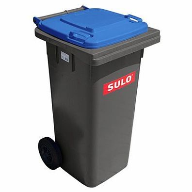 1 x SULO Mülltonne Abfalltonne Müllbehälter 120 Liter Grau mit Blauem Deckel NEU
