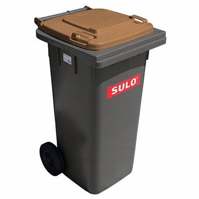 1 x SULO Mülltonne Abfalltonne Müllbehälter 120 Liter Grau mit Braunem Deckel NEU