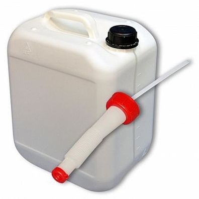 Plasteo 10L Kanister Trinkwasser weiß mit Skala + 1x Ausgießer DIN45
