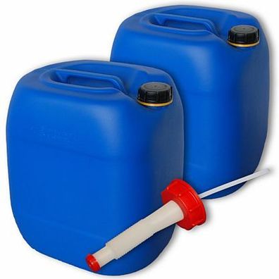 Plasteo 2x30 L Wasserkanister blau + Ausgießer DIN 61 Kanister 30 L
