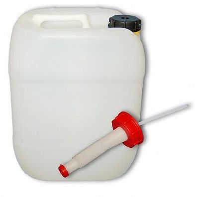 Plasteo Wasserkanister, Plastekanister 20 L + Ausgießer, Schnaupe flexibel DIN 61