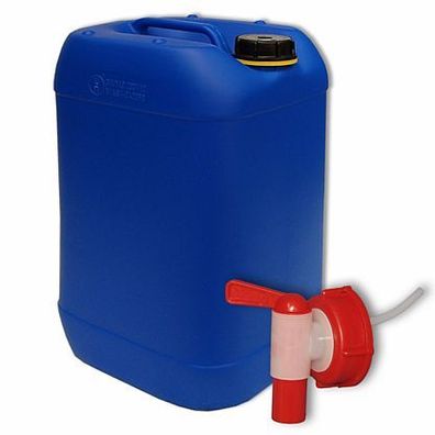 25L Kanister blau + Hahn 25 Liter Getränkekanister Trinkwasser (22248 1 + 22010 1)