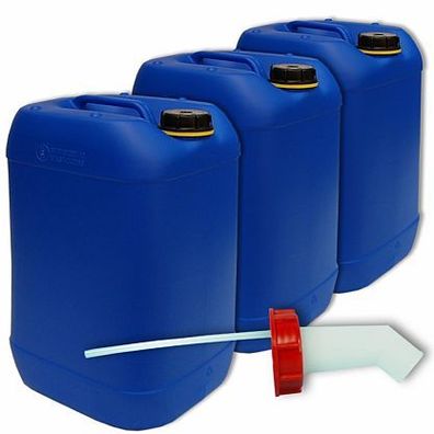 Plasteo 3x25L Kanister blau + Schnellausgießer 25 L Getränkekanister