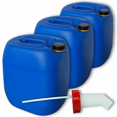 Plasteo 3x30 L Wasserkanister blau + Schnellausgießer Kanister 30 L