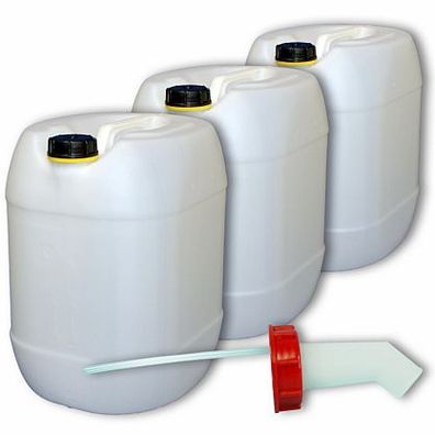 Plasteo 3x30L Wasserkanister, Plastekanister, Kanister + Schnellausgießer DIN 61