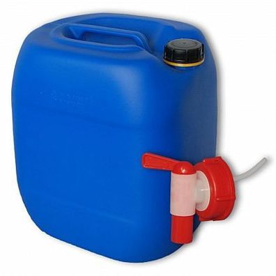 Plasteo 30 L Wasserkanister blau + AFT-Hahn DIN 61 Kanister 30 Liter