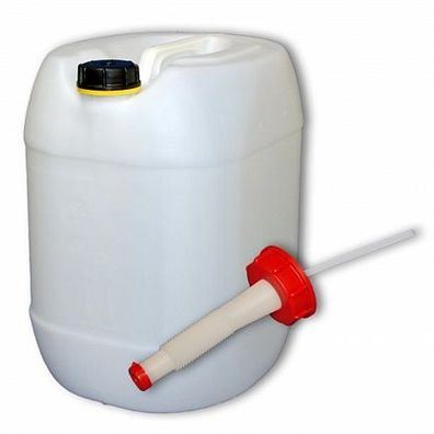 Plasteo Wasserkanister, Plastekanister, Kanister 30 L + Ausgießer flexibel DIN 61