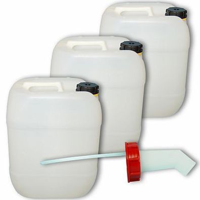 Plasteo 3x 20 L Wasserkanister, Plastekanister, Kanister + Schnellausgießer DIN 61