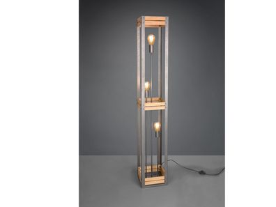 Ausgefallene LED Stehleuchte mit Echtholz & Metall im Industrial Vintage Style