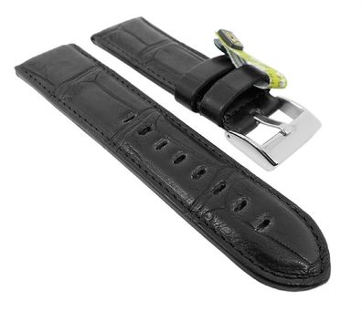 Echt Alligator Uhrenarmband passend zu Panerei schwarz 26716