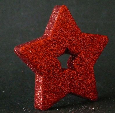 12 Stück Glitter Ornamente Stern Rot Glitzer 6cm mit weihnachtliche Dekorationen