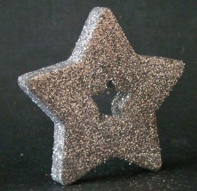 12 Stück Glitter Ornamente Stern Silber Glitzer 6cm mit weihnachtliche Dekorationen