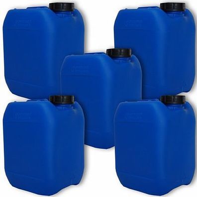 Plasteo 5x5 Liter Kanister Wasserkanister Behälter Blau Trinkwasser Tank