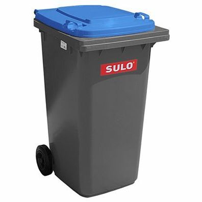 1 x SULO Mülltonne Abfalltonne Müllbehälter 240 Liter Grau mit blauem Deckel NEU