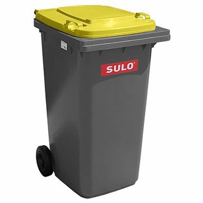 1 x SULO Mülltonne Abfalltonne Müllbehälter 240 Liter Grau mit Gelbem Deckel NEU