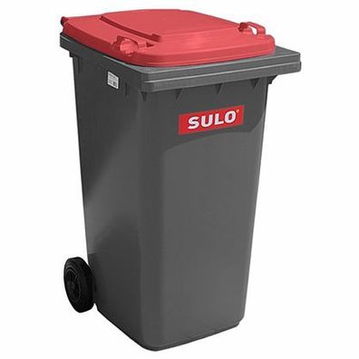 1 x SULO Mülltonne Abfalltonne Müllbehälter 240 Liter Grau mit Rotem Deckel NEU