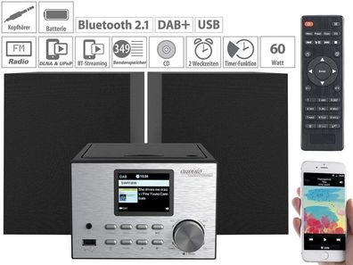 auvisio IRS-500. mini Micro-Stereoanlage mit Webradio, DAB + , FM, CD, Bluetooth,