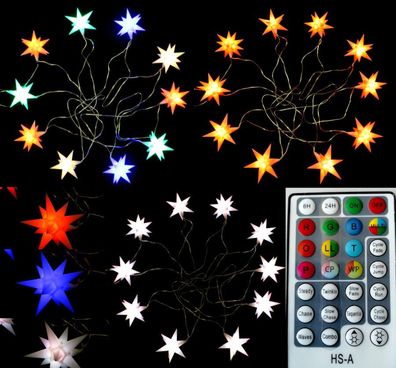 10er Sternenkette Farben per Fernbedienung innen & außen Stern Kette Außenstern