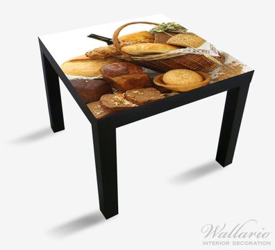 Wallario Aufkleber für Ikea Lack Tisch 55x55cm Brot Brötchen eleganten Korb