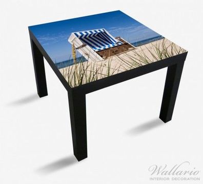 Wallario Aufkleber für Ikea Lack Tisch 55x55cm Strandkorb Strand Meer Korb Sand