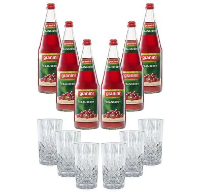 Mixcompany Set - 6x Longdrink Glas Kristall Optik + 6er Set Granini Cranberry 1