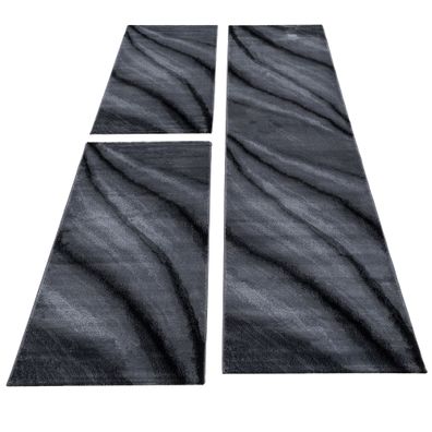 Teppich Bettumrandung Teppiche Läufer Set Schatten Muster Schwarz meliert