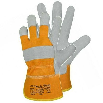 12 Paar Arbeitshandschuhe Leder Handschuhe Rindspalt Lederhandschuhe Gelb Gr.10