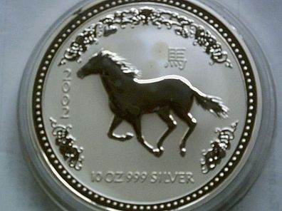 10$ 2002 Australien Lunar Pferd 311g 10 Unzen Silber 10 Dollars 2002 Pferd Lunar 1