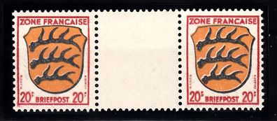 Allg. Ausgabe, Wappen der Länder, MiNr. 8bx wg. Zwischenstegpaar , postfrisch