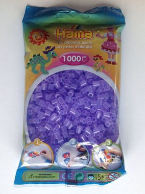1000 Hama Bügelperlen Transparent Flieder Nr. 207-74, für Stiftplatten, Perlen midi