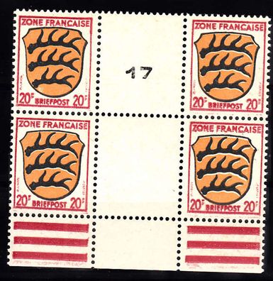 Allg. Ausg. Wappen der Länder, MiNr. 8ax wg. ZW m. Masch-Nr.17, postfrisch