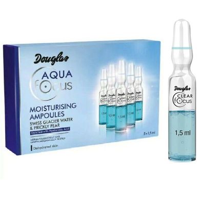 5 Stück Douglas AQUA FOCUS Moisturising Ampoules Dehydrated Skin Serum Swiss Glacier