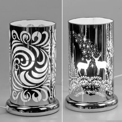 Formano Deko Tisch Lampe Kreise Touch Funktion Glas Weihnachten Silber