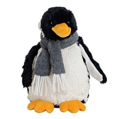 Deko Baby Pinguin Plüsch Tier Figur Zoo sitzend mit Schal schwarz grau weiß NEU
