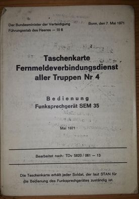 Taschenkarte Bundeswehr Fernmeldeverbindungsdienst aller Truppen Nr.4