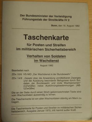 Taschenkarte Bundeswehr für Posten u. Streifen im militärischen Sicherheitsbereich