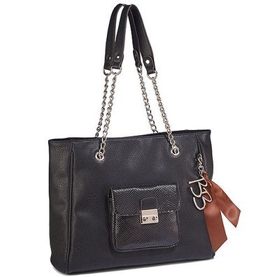Betty Barclay Damen Schultertasche Henkeltasche Shopper Pouch black schwarz grau