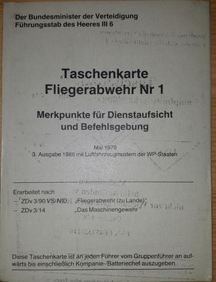 Taschenkarte Bundeswehr "Fliegerabwehr Nr. 1"